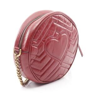 Gucci Bag Round Shoulder GG Red Marmont Leather